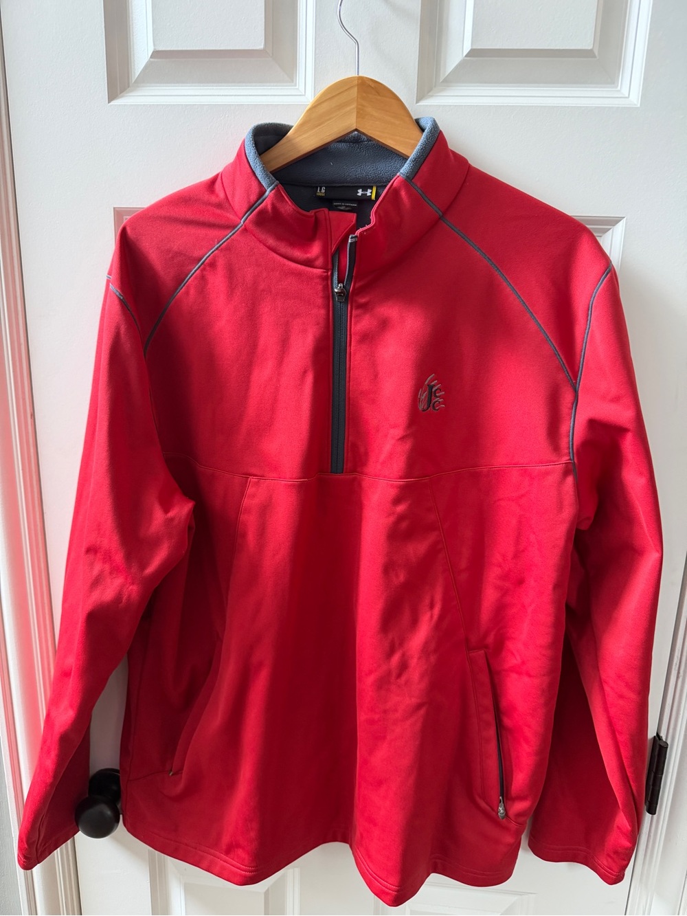 Under Armour Men's Red Quarter-Zip Performance Jacket with Gray Trim